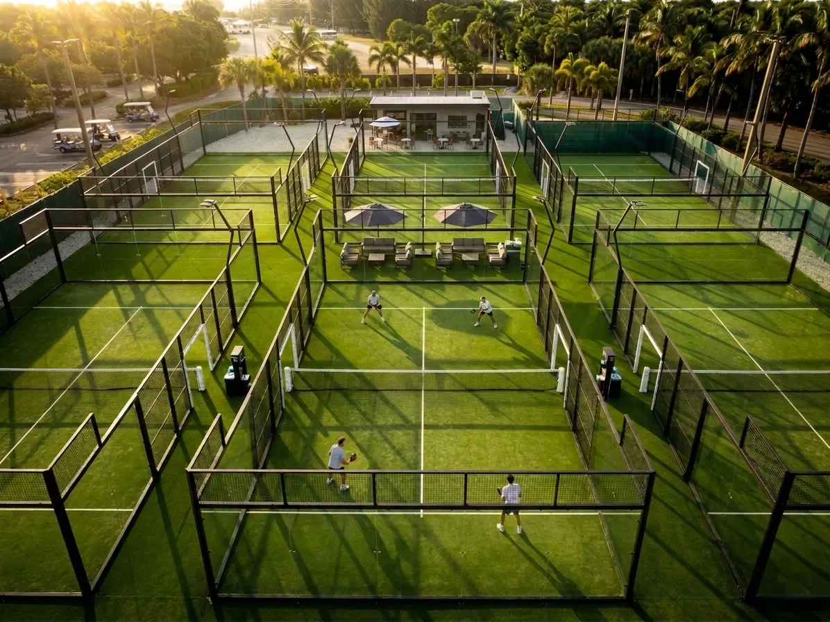 Padel court at dusk